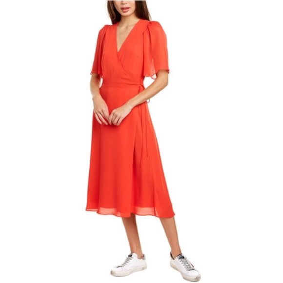 Alice + Olivia Dresses & Skirts - NWT🌸Bright Poppy Suri Flutter - Sleeve Wrap Dress